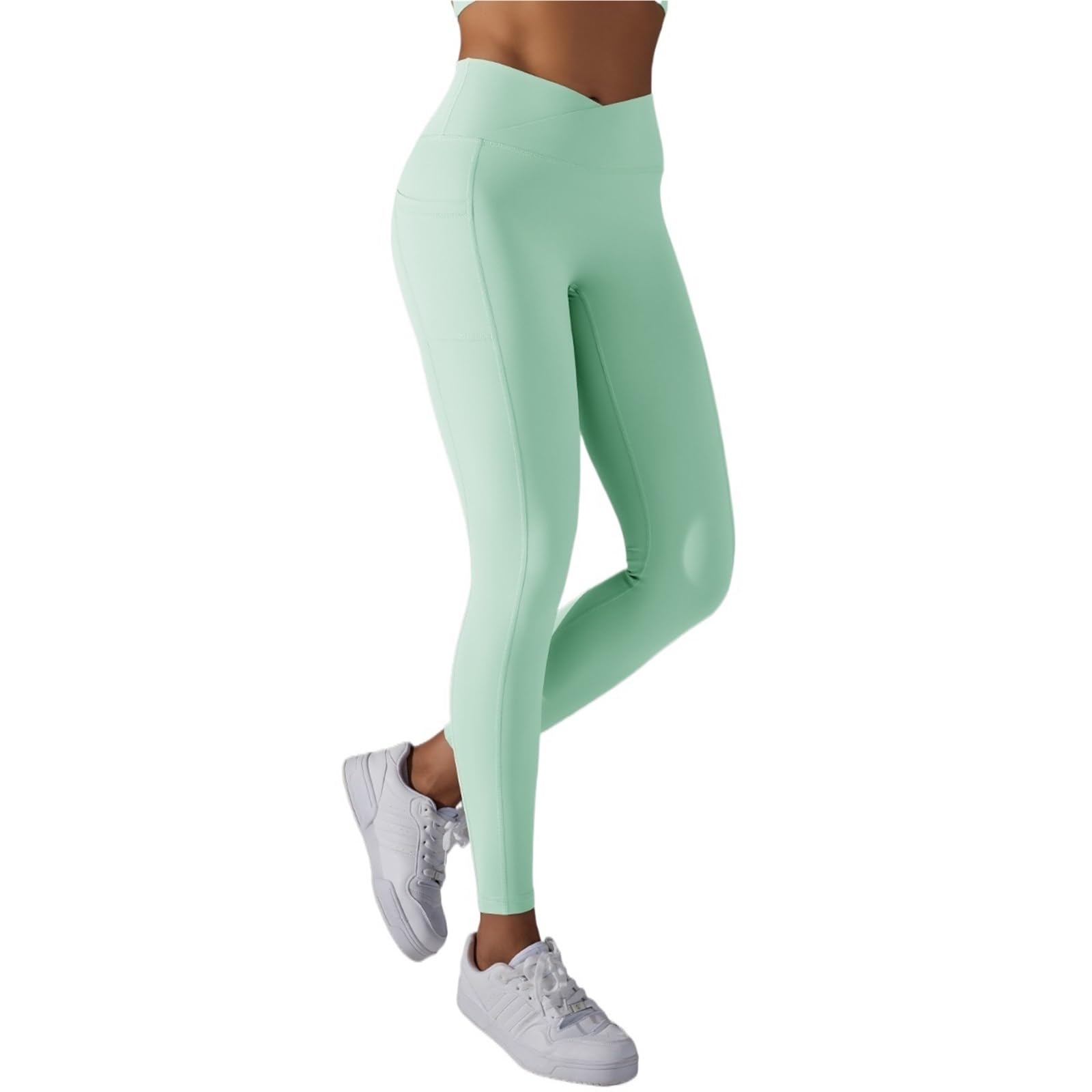 Damskie legginsy z krzyżem w talii spodnie do jogi z kieszeniami legginsy do biegania na rowerze oddychające legginsy sportowe legginsy treningowe z wysokim stanem