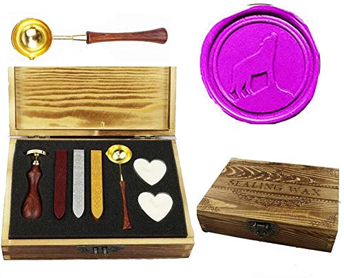 Coffret cadeau tampon de cire loup rétro avec bougie et cuillère pour passionnés de scrapbooking
