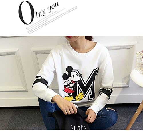 Amazon ペアルック ペア カップル 秋 春 パーカー プルオーバー Tシャツ カジュアル長袖シャツ ラブラブお揃い 棉シャツ ディズニー ミッキー柄パーカー レディース ゆったりタイプ フリーサイズ ５色展開 ホワイト Tシャツ カットソー 通販
