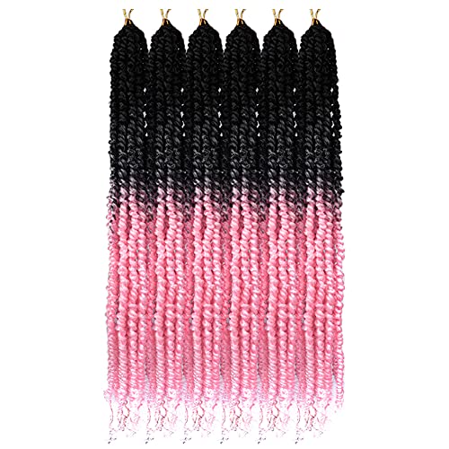 6 Pack Pink Pretwisted Passion Twist Hair 20Inch Ombre Crochet Hair Curly Long Bohemian Braids For Passion Twist Pre Looped Synthetic Hair Extensions(1B/Pink,480G/Lot) #TOP1