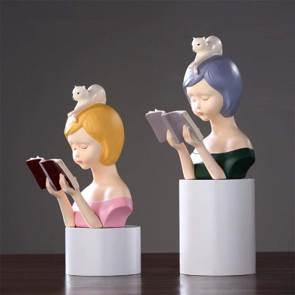 Sculpture Bust Handmade Reading Girl Bust Goddess Statue Resin Craftwork Decoration