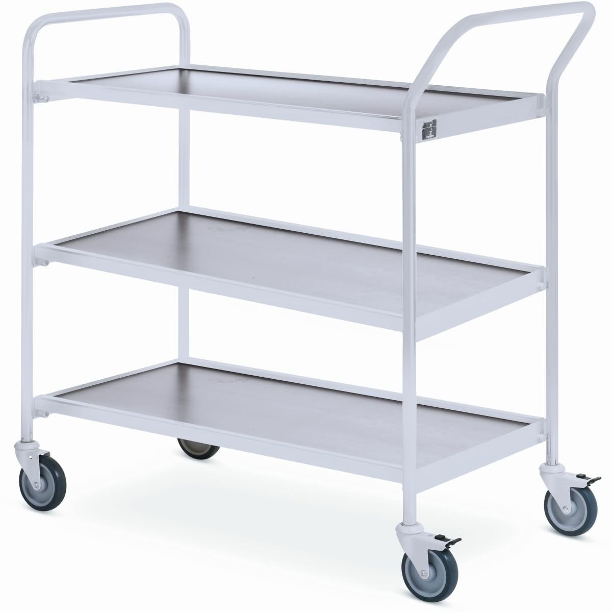 Tischwagen 1 Fahrhandgriff 1 Stirnseite 3 Etagen 80x42cm hellgrau/grau