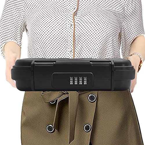 Reset-G13 Large Cash Box With Combination Lock,Portable Safe Money Case With Handle & Cable,Security Lock Box, 9.29" X 5.74" X 2.48",Black #TOP6