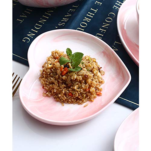 Zerodeko Ceramic Heart Shaped Salad Plate Pink Dinner Plates Dessert Plate Dinner Plates Heart Jewelry Dishes Stoarge Tray for Home Kitchen - Image 2