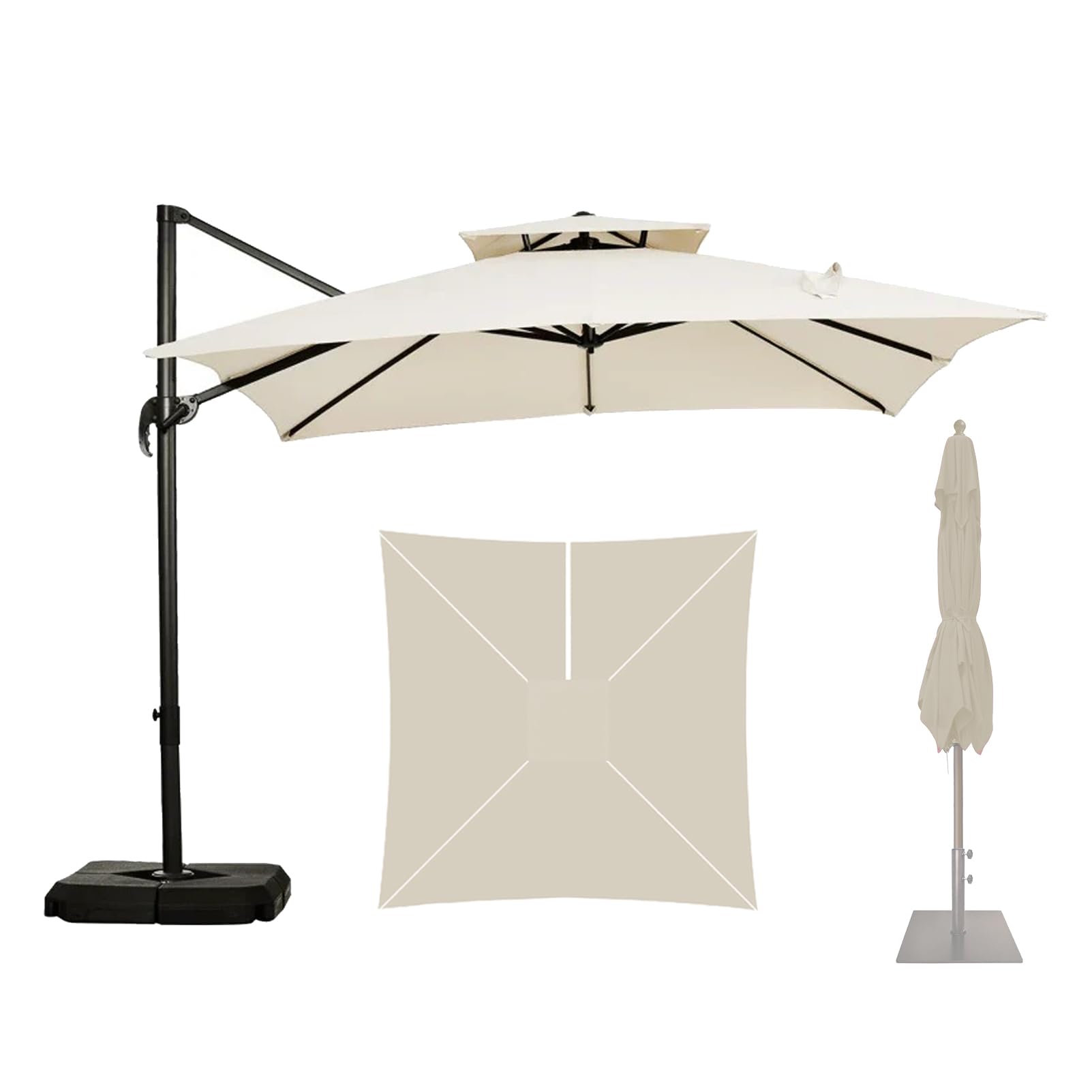 Fjqfhh Off-White Garden Parasol, Replacement Canopy For Offset Umbrellas(,2.5X2.5m)