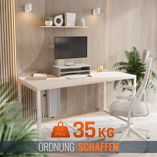 RICOO PC Halterung unter Schreibtisch Verstellbar Computer Rechner Aufhängung für Untertisch TRH02-S Tischhalterung Computerhalterung bis 35Kg Unterbau Halter Regal Server Rack Big Tower Gehäuse