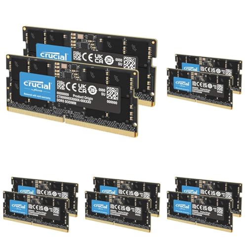 Image of Crucial 64GB DDR5 RAM,5600MHz (or 5200MHz or 4800MHz) Laptop Memory Kit,SODIMM 262-Pin,Compatible with 13th Gen Intel Core and AMD Ryzen 6000 - CT2K32G56C46S5,(Pack of 5)