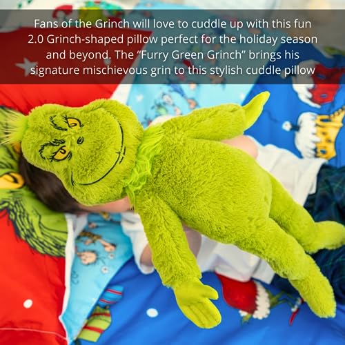 Image of Dr. Seuss The Grinch Holiday & Christmas Bedding Super Soft Plush 20 Inch Cuddle Pillow Buddy, (Officially Licensed Product) By Franco