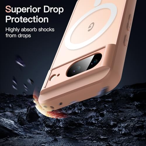 Image of JETech Magnetic Cover Case for Google Pixel 8 6.2-Inch 2023, Compatible with MagSafe, Translucent Matte Back Shockproof Phone Cover (Rose)