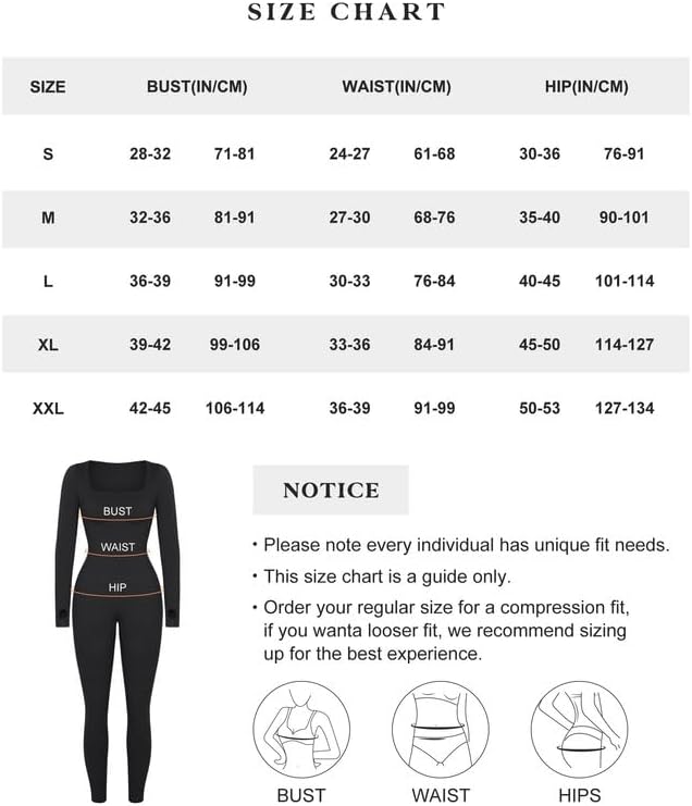 Miniatura 6 de Popilush Overol para mujer con brasier integrado, con agujero para el pulgar, sin costuras, cuello cuadrado, manga larga, acanalado, sin mangas,