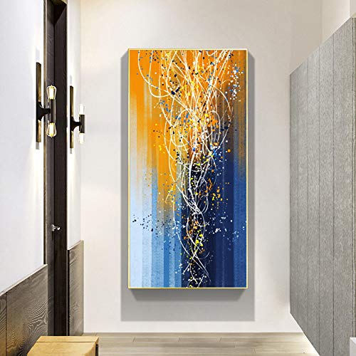 Peinture abstraite sur toile colorée Giclée 50x100cm pour déco de salon moderne