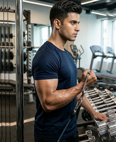 Image of T T Men Dri-Fit Polyester Dot- Knit Fabric| Round Neck | Half Sleeve | Sweat-Wicking Gym & Active Wear Tees