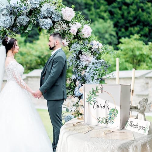 Image of OurWarm Wedding Card Box with Lock, PVC Wedding Card Boxes for Reception, White Wedding Box for Cards and Money, Envelope Money Box Gift Card Box for Party Wedding Decor Graduation Baby Shower