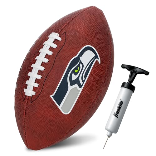Franklin Sports NFL Seattle Seahawks Football - Youth Junior Size Football for Kids - Official NFL Team Logo + Colors Youth Ball - Kids Fan Shop Ball