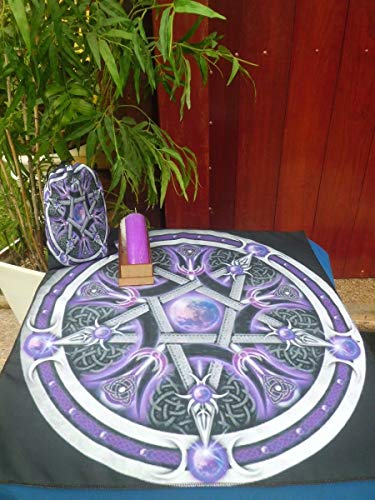 TOALHA ESOTERICA MANDALA ESTRELA 5 PONTAS WICCA UMBANDA 01 VELA 7 DIAS E CX MDF
