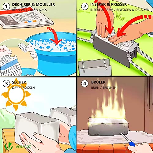 VOUNOT Papierbrikettpresse aus Stahl, Papierpresse für Briketts, Altpapierpresse Brikett Drücken