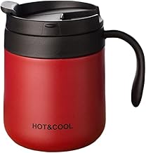 Mockery Stainless Steel 350ml Coffee Cup, Thermal Mug, Vacuum Insulated, Tea Cup, Cup with Handle and Lid for Office Desk Work (Red)