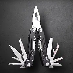 Mini multiferramenta 12 em 1, alicate de ponta agulha, canivete de bolso, chaveiro, abridor de garrafa, presentes para homens, equipamentos de acampamento, caminhadas, preto