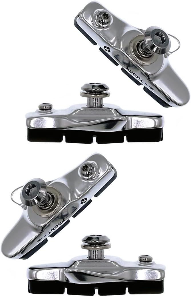 2 Pairs Road Bike Brake Shoes, 55mm Durable Brake Pads with Lightweight Alloy Holder, Compatible with Shimano, SRAM, Tekto & Other Caliper Brakes