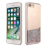 iPhone 7 Plus Case, ESEEKGO Floating Liquid Case for iphone 7 Plus Soft Cover TPU Bumper Bling Bling Case (Silver)