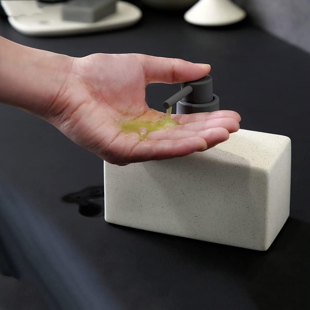 Soap Pump Dispenser Simple Rectangle Ceramic Portable Soap Dispenser Shampoo Bottle Jar Bathroom Accessories 500ml Lotion Bottle Bottles Dispenser (Color : E)