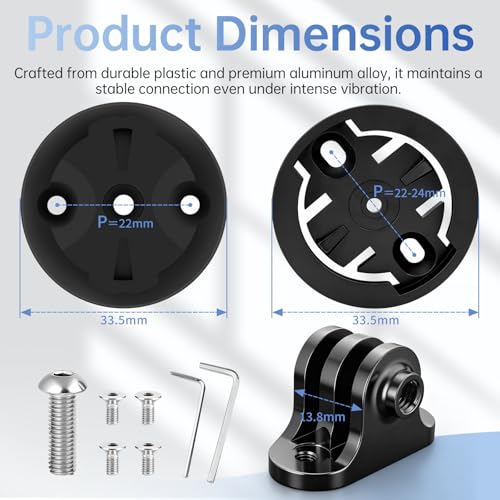 Halterung für Gopro Fahrradcomputer für Garmin - Universal Adapter Combo für Gopro, Passend für Garmin Edge Halterung Fahrrad, Kamerahalterung FahrradlichtHalterung Lochabstand 22mm (Stecker + Buchse)