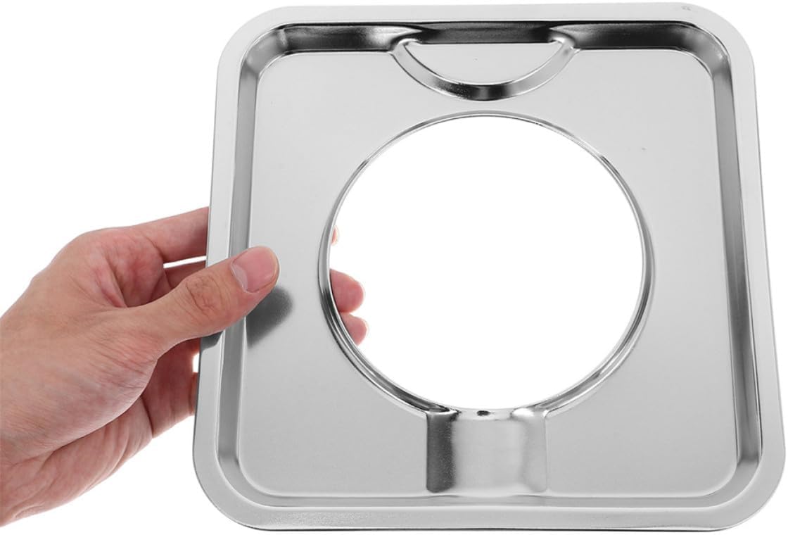 INOOMP 4pcs Gas Stove Drip Tray Spill Catcher for Burners 19cm Square Stainless Steel Burner Drip Pan with Oil Splatter Prevention and Easy to Store Design for Gas Cooktops