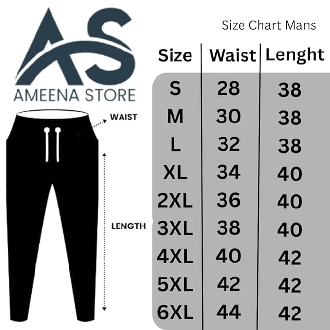 Image of Men's NS Cotton Track Pants, Elastic Waistband, Pockets & Jip Casual Sports Trousers, Gym Sports Workout Plus Size (S to 6XL)