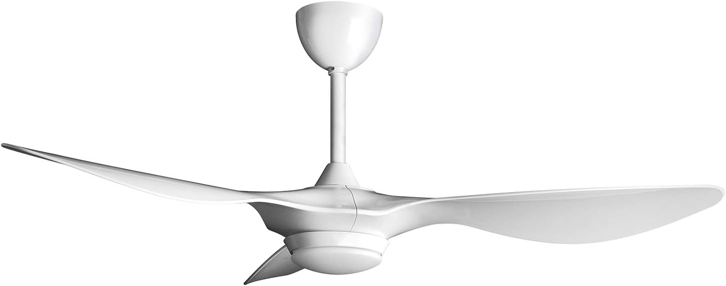 reiga 52 Inch Smart White Ceiling Fan with Light and Remote, Quiet DC Motor 3 Blade Indoor Outdoor Ceiling Fans for Bedroom Living Room Patios