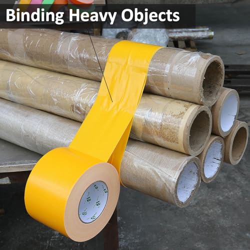 Image of BOMEI PACK 4inch Wide Yellow Duct Tape, Heavy Duty Strong Waterproof Industrial Color Duct Tape 9.0mil x 4inch x 60yds for Packing and Repairing