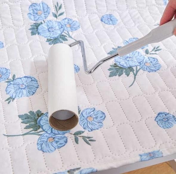 Image of HOMETHREADS Floral Quilted Cotton Chair Cover - Soft, Comfortable Dining Chair Seat Protector with Non-Slip Backing & Strong Elastic Strap for Snug Fit (White Blue, Pack of 2)