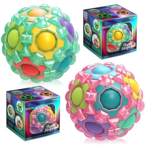 Magic Rainbow Ball, Juego de Habilidad Bola Magica 3D Puzzle Ball Bola Magic Rainbow Balls del Rompecabezas Juego de Cerebro Teaser Juegos Divertido Stress Reliever para Niños y Adultos, 2PCS