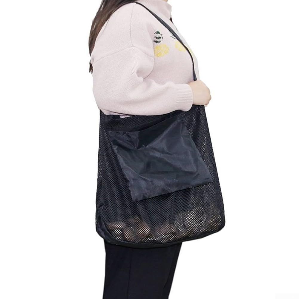 Sac Filet Noir Pour Champignons Delamiya - Pliable, Cueillette Morilles, Chasse, 42x36cm