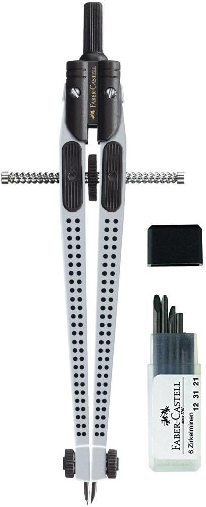 Faber-Castell Grip 2001 174472 Compass Silver with Extra Leads