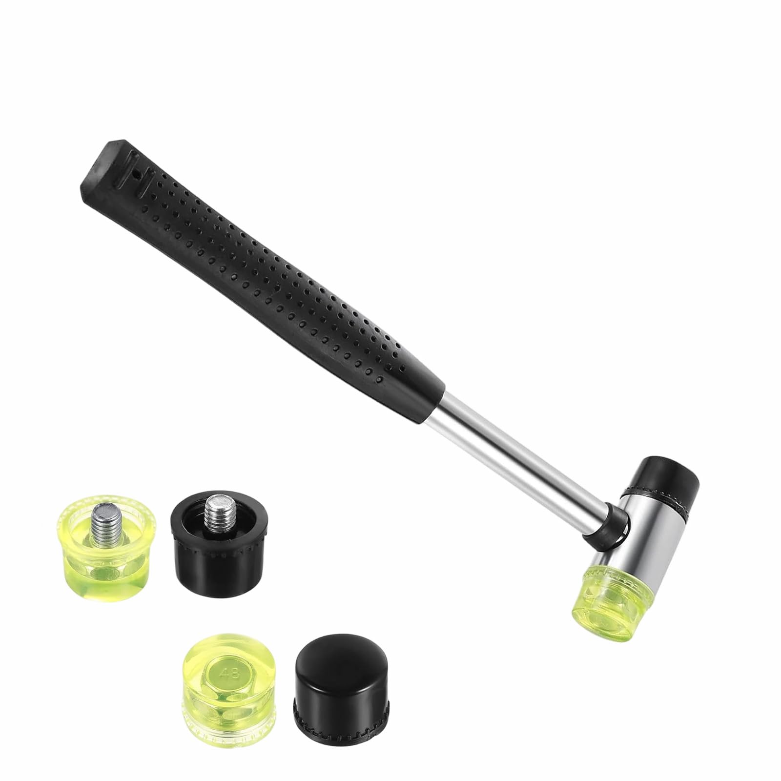Martillo de Goma 25 mm Nylon Martillo con 4 Cabezas de Martillos Mazo de Doble Cabeza para Cuero Madera Plástico Bricolaje