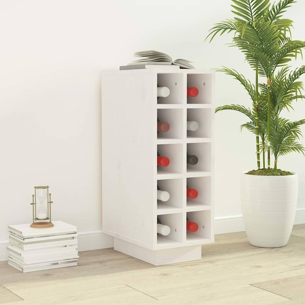 Mueble de vino blanco 23 x 34 x 61 cm, madera maciza de pino