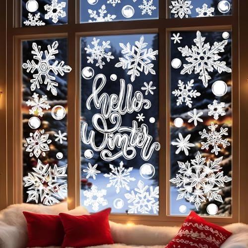 XIMISHOP 4 Stück Große Weihnachten Schneeflocke Fensteraufkleber,Super...