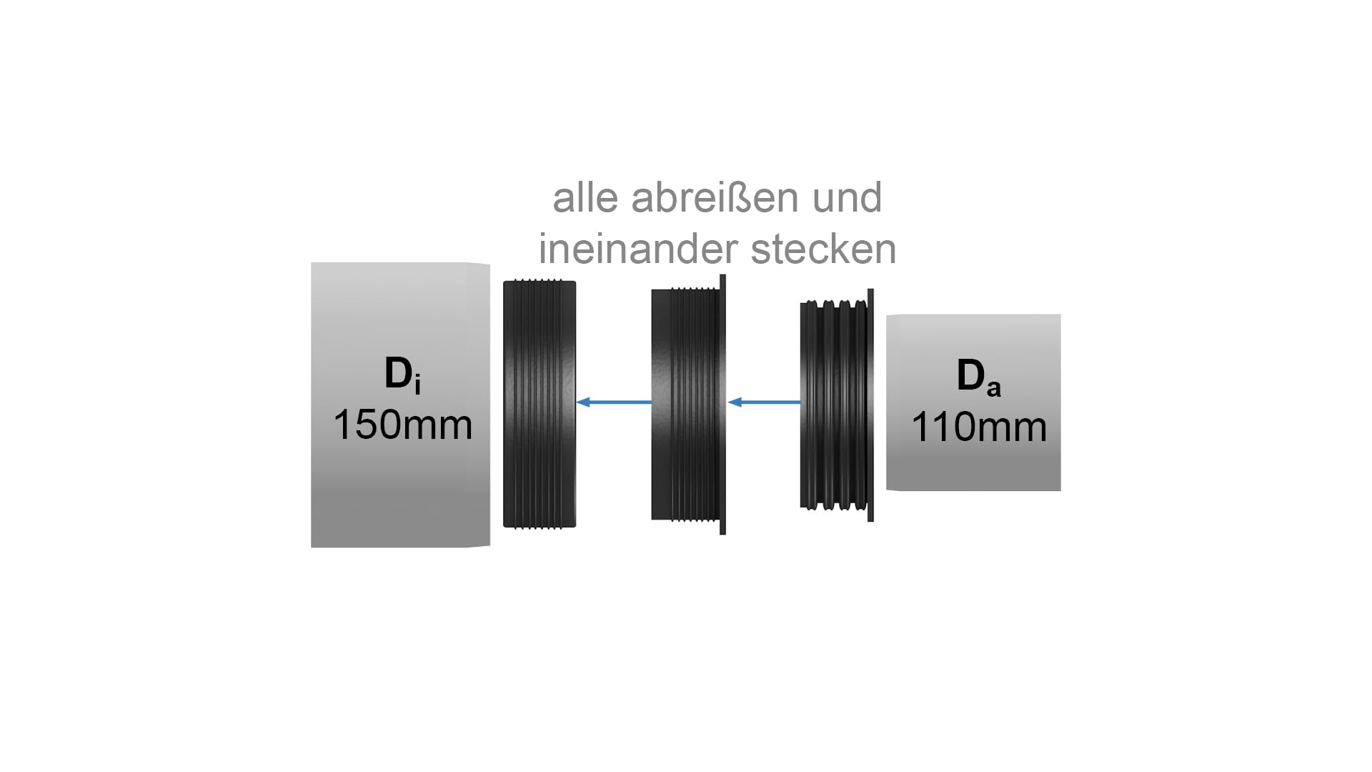 Crassus Adapter kombi CKA, TPE, 1 sztuka, 150-125/110 mm, CRA10107