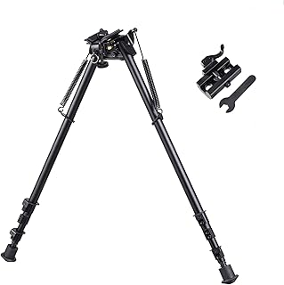 13-27 inch Long Range Hinged Base Swivel Model Rifle Bipod High Shockproof Shooting Pivot Rotating Bi-pod with QD Adapter - CYBERDAX