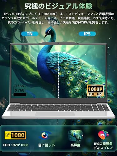 undefined Fsjun ノートパソコン Office 2024&win 11搭載 14型 1920*1080 IPS液晶 数字キー付き薄型ノートPC インテル Celeron N5095 【N4000とAMD3020eより速い】4コア プロセッサー / 8GBメモリ/ Pcie SSD 512GB 2.4g&5g Wi-Fi 対応 ラップトップ 初心者にシルバー の商品画像 4