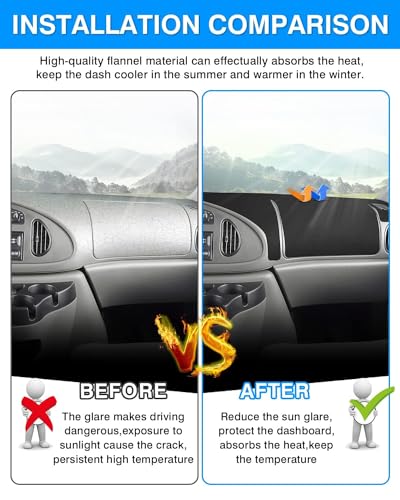 Image of Autorder Dashboard Cover Mat for Ford E150 E250 E350 1997-2008 /E450 2003-2008 Econoline Accessories Dash Cover Flannel Dash Mat Sunshade Glare UV Rays Protector