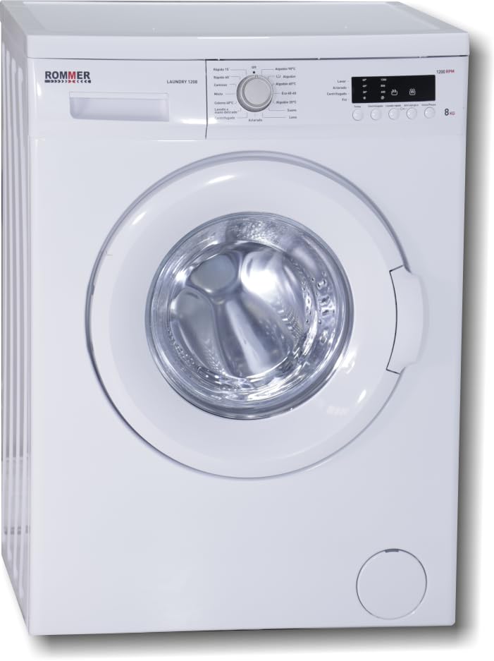 LAVADORA ROMMER ESTELAR A1208-8KG. 1200 RPM. Clasificación energética D. Color Blanco.