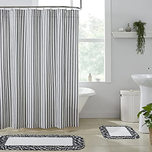 VHC Brands Sawyer Mill Ticking Stripe Shower Curtain Black 72×72