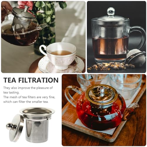 Cabilock Stainless Steel Tea Filter Insert with Lid 3.2 Inch Mesh Tea Strainer Replacement for Teapots Suitable for Home and Restaurant Use Compact and Lightweight Infuser - Image 3