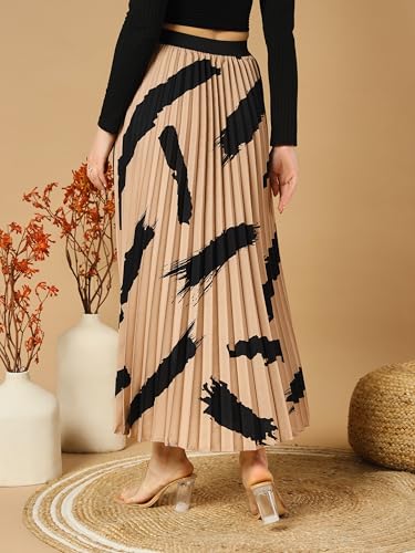 Image of ZWERLON | Effortlessly and Beautiful Floral | Floral Pleated Maxi Skirts for Women | Perfect Long Sleeve, Elastic Waist