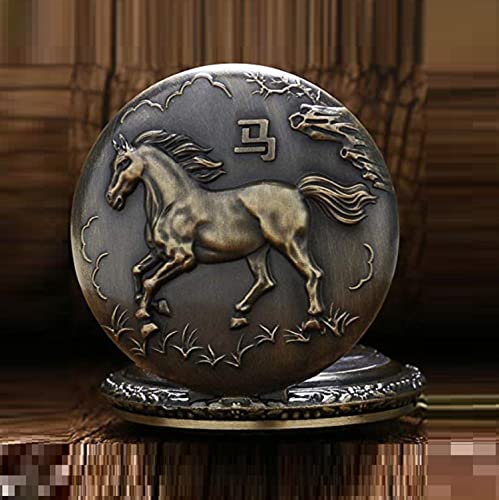 Image of AUGEN Premium Pocket Watch Metal Keychain Horse 2 Retro Vintage for Gifting With Key Ring Anti-Rust (Pack Of 1)