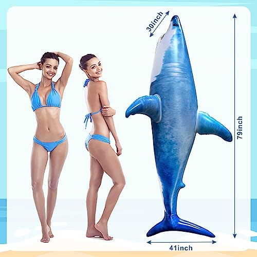 79In Large Inflatble Blue Shark For Pool, Party Decoration, Supplies Favors, Birthday Gifts For Kids And Adults #TOP2