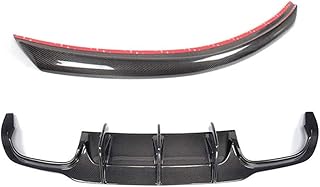 JC SPORTLINE W204 CF Diffuser + Trunk Spoiler, fits for Mercedes Benz W204 Sport C250 C300 C63 AMG Sedan 2012-2015 Carbon Fiber Rear Lower Lip Protector Deck Lid Boot Spoiler Wing