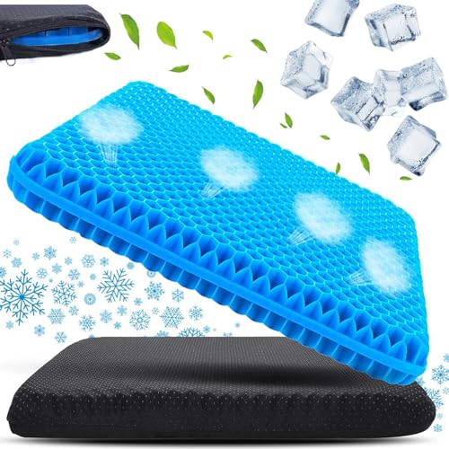 CocCCoon Gel Seat Cushion,honeycomb cushion,Double Thick Large Seat Breathable Honeycomb Design,Gel Cushion for Sitting,Cool Double Thick Seat Cushion Cushion for Office Chair Car Wheelchair(40x35cm)