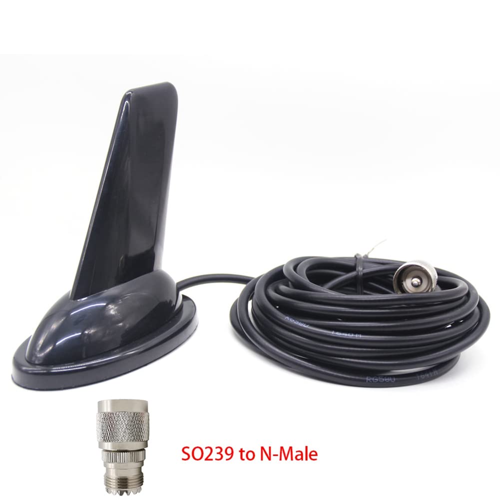 Auto Haifischflosse Antenne,Asudaro Dual Band Antenne 5M Verlängerungskabel UHF/VHF Funkantenne mit 144 MHz 430 MHz Tragbar Autoradiosignale Antenne für Zwei-Wege-Walkie Talkie-Funkantenne